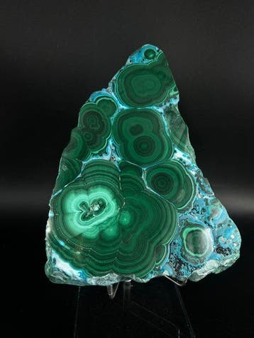 Zeldzame Chrysocolla op Malachiet gepolijste plaat –
