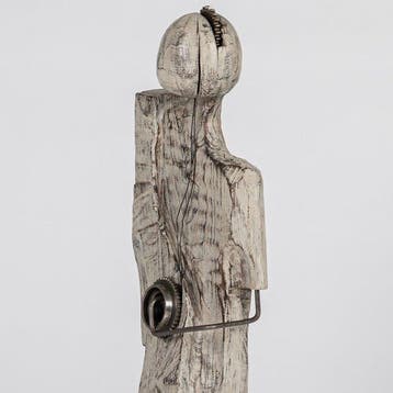 Karol Dusza (1972) - Im too complicated- 75cm wooden statue