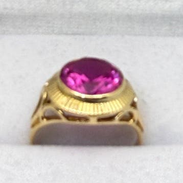 Bague de cocktail - 18 carats Or jaune Saphir - Saphir