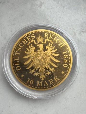 wereld. 10 Mark Deutsches Reich 1880, 1/100 Oz (.999), Timbres & Monnaies