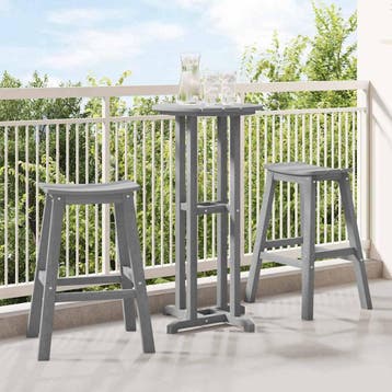 vidaXL Tuin Bar Set 3 st Lichtgrijs HDPE, Tuin en Terras, Verzenden, Nieuw