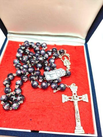 Chapelet - Chapelet rare en argent 925 et perles de verre de