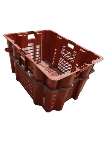 Nestbare Stapelbak 800x600x440 mm rood kunststof gebruikt, Ophalen of Verzenden