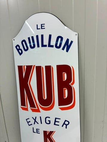 KUB Le Bouillon – Groot Zwaar Emaille Reclamebord – Franse, Antiek en Kunst