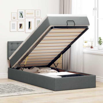 vidaXL Bed poef met matras en LEDs stof 80x200 cm, Verzenden