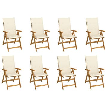 vidaXL Inklapbare stoelen 8 st met kussens massief, Verzenden