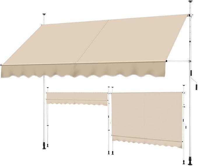 2dekans | Yaheetech Klemzonnescherm Beige – Zonder Boren –, Jardin & Terrasse, Parasols, Enlèvement ou Envoi