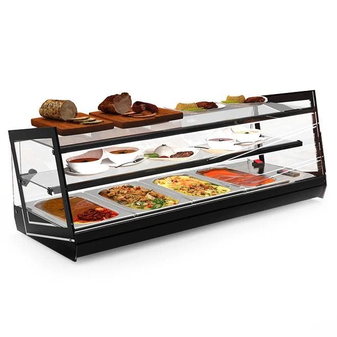 Verwarmde Tapasvitrine | KUBE | Zwart | 4x 1/3 GN | 80°C |, Zakelijke goederen, Horeca | Keukenapparatuur, Nieuw in verpakking
