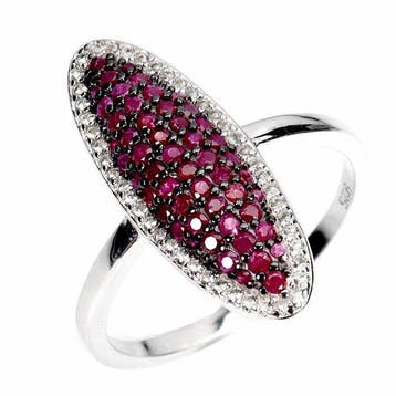 Zonder minimumprijs - Ring Zilver, 14K witgoud verguld -, Nieuw
