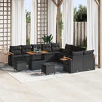 vidaXL Tuinbank Set met kussen 17 pcs Zwart poly rattan, Tuin en Terras, Verzenden, Nieuw