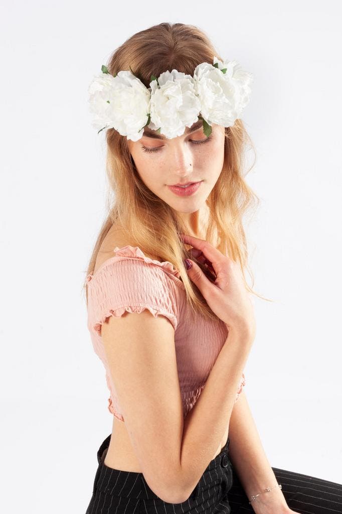 Bloemenkrans Haar Pioenrozen Wit Witte Bloemen Haarband Diad, Vêtements | Femmes, Costumes de carnaval & Vêtements de fête, Enlèvement ou Envoi