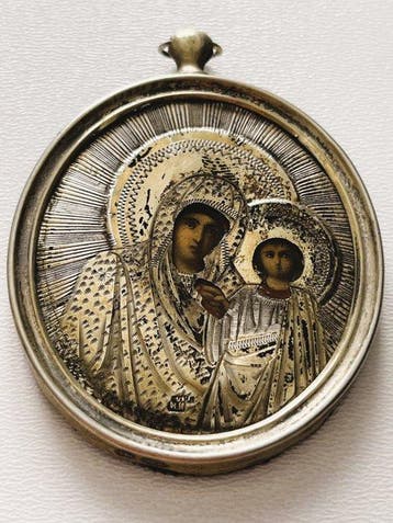 Icoon - Moeder Gods van Kazan - .875 (84 Zolotniki) zilver -