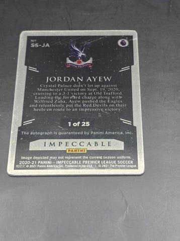 2020/21 Panini Impeccable League Soccer Jordan Ayew 1/25, Nieuw