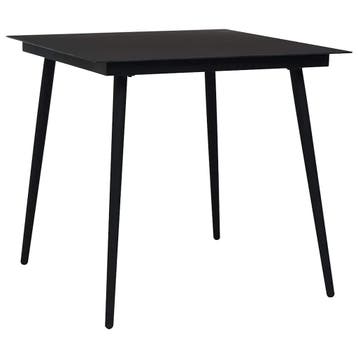 vidaXL Tuintafel 80x80x74 cm staal en glas zwart, Tuin en Terras, Verzenden, Nieuw