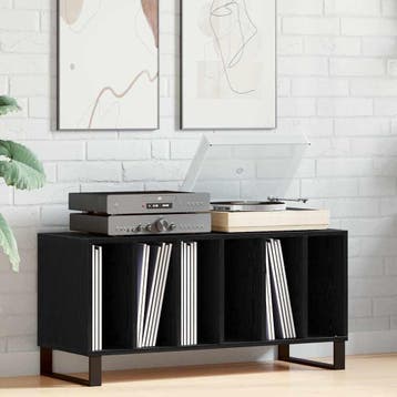vidaXL Platenkast Zwart Eiken 100 x 38 x 48 cm Bewerkt hout, Verzenden, Nieuw