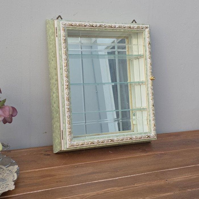 Vitrine - da muro - Hout, Glas - spiegel, matglas, Antiek en Kunst, Curiosa en Brocante