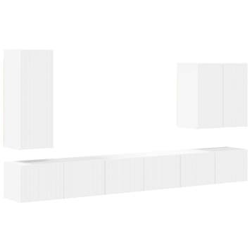 vidaXL Tv Wandkast Set 6 st Wit, Verzenden