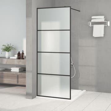 vidaXL Inloopdouchewand 80x195 cm mat ESG-glas zwart, Doe-het-zelf en Bouw, Verzenden, Nieuw
