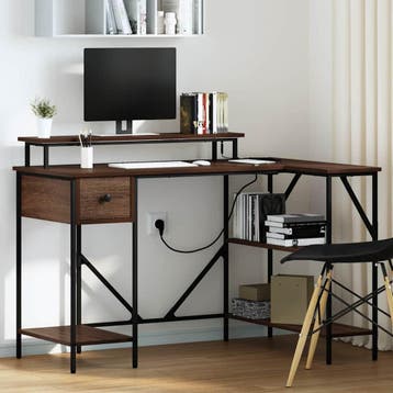 vidaXL Bureau met lade Bruin Eiken 120 x 79 x 86,5 cm, Verzenden, Nieuw