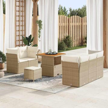 vidaXL Tuinbank Set 8 st Beige poly rattan, Verzenden