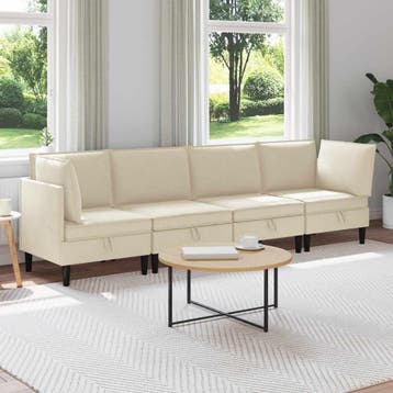 vidaXL Woonkamer Meubelset 4 st Crèmekleurig Stof, Verzenden, Nieuw