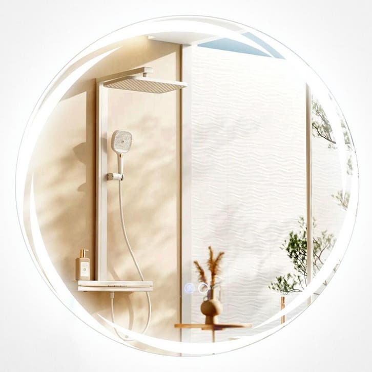 2dekans | Coast 60x60 cm LED Badkamerspiegel Rond Zilver met, Huis en Inrichting, Woonaccessoires | Spiegels, Ophalen of Verzenden