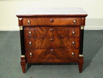 Ladekast - Mahonie, Carrara marmer - Late Empire commode