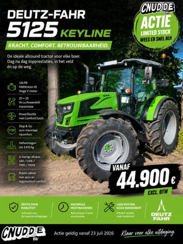 Actie 5125 Keyline €44.900 excl btw!!!, Nieuw, 120 tot 160 Pk, Deutz - Fahr, Tot 2500
