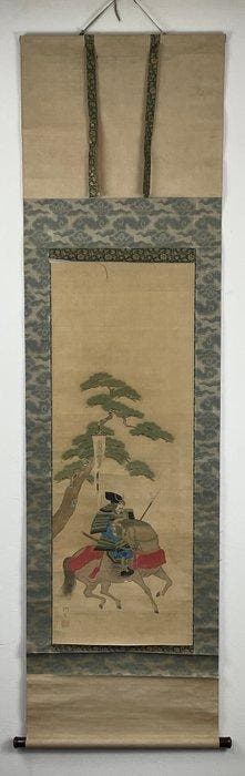 Antieke Samurai-Ruiter Rol door Notsukichi, Zijde Schilderij
