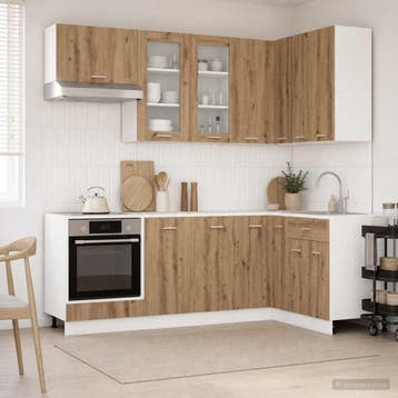 vidaXL Keuken Eenheid LYON 8 pcs Artisanaal eiken Bewerkt, Huis en Inrichting, Verzenden, Nieuw