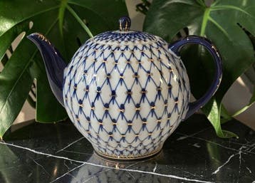 Lomonosov - S.Yakovleva - Theepot - Cobalt Net - Porselein -