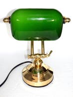 Bureaulamp - Messing, Glas - Mooie Notaris of Banklamp