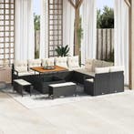 vidaXL Tuinbank Set met kussen met opslag 13 pcs Zwart en, Verzenden, Nieuw