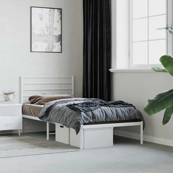vidaXL Bedframe met hoofdbord metaal wit 80x200 cm, Verzenden
