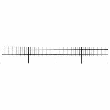 vidaXL Tuinhek met speerpunt staal 671x60 cm zwart, Tuin en Terras, Verzenden, Nieuw