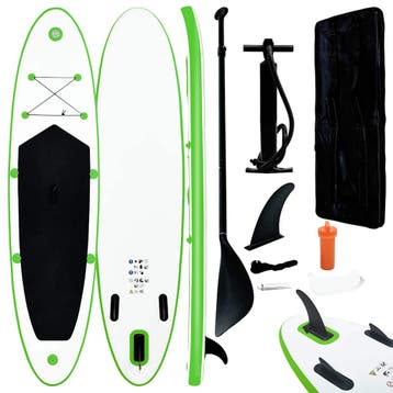 vidaXL Stand Up Paddleboardset opblaasbaar groen en wit, Verzenden