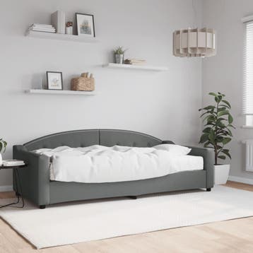 vidaXL Slaapbank met matras 90x200 cm stof donkergrijs, Verzenden, Nieuw