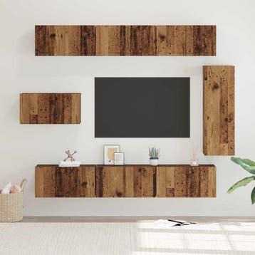 vidaXL Tv-meubelset 8 st Oud Hout Bewerkt hout, Verzenden