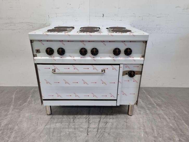 RVS Giga 6 pits Elektrisch Fornuis met elektrische oven 100, Zakelijke goederen, Horeca | Keukenapparatuur, Ophalen of Verzenden