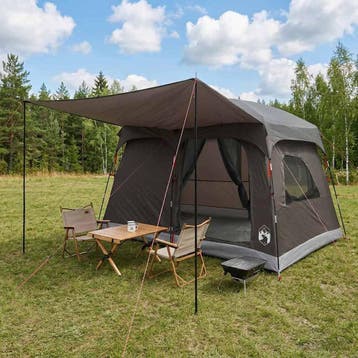vidaXL Familietent 8-persoons Bruin Grijs Polyester, Verzenden, Nieuw