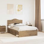 vidaXL Bedframe Ambachtelijk Eiken 135 x 190 cm Massief, Huis en Inrichting, Verzenden, Nieuw