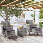 vidaXL 5-delige Bistroset poly rattan en gehard glas grijs, Tuin en Terras, Verzenden, Nieuw