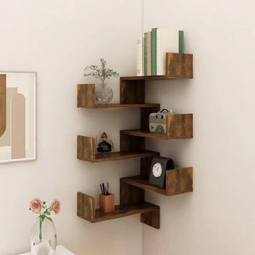vidaXL Hoekwandschappen 2 st 40x40x50 cm bewerkt hout sonoma, Verzenden, Nieuw