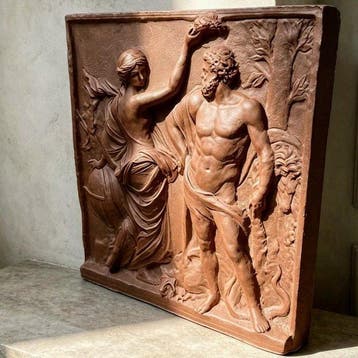 Koud aardewerk: Athena kroont Hercules sculptuur - 14 cm