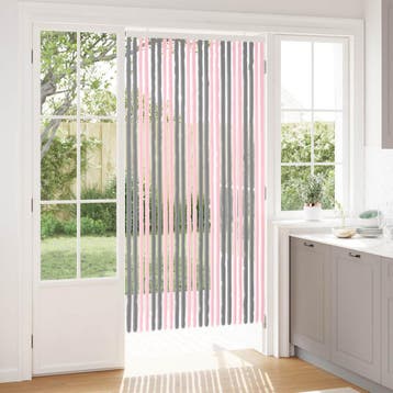 vidaXL Insecten Gordijn Chenille Zilvergrijs en Roze 100 x, Verzenden, Nieuw