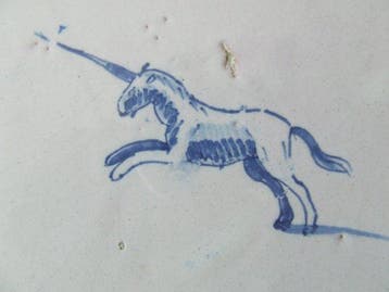 Tegel - Opspringende Eenhoorn. - 1650-1700, Antiek en Kunst