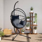 vidaXL Hangstoel met standaard rattan en staal, Verzenden, Nieuw