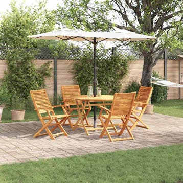 vidaXL Tuin Eettafel Set 5 st Bruin Massief Acacia Hout, Verzenden, Nieuw
