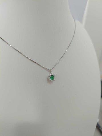 Sans prix de réserve - Collier Argent Diamant (Naturelle) -, Nieuw