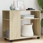 vidaXL Bijzettafel met wieltjes 70x35x60 cm hout sonoma, Huis en Inrichting, Tafels | Bijzettafels, Verzenden, Nieuw